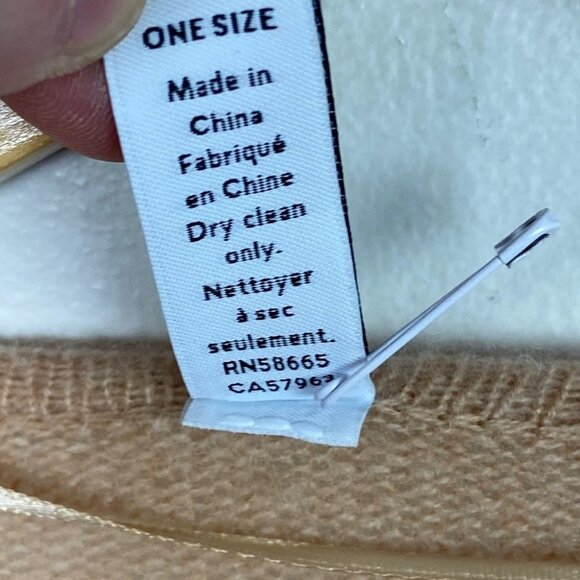 NEW Nordstrom 100% Cashmere Ruana Beige Tan Open Front Cardigan Pockets Minimal - Picture 7 of 13